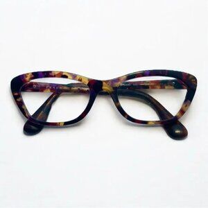 Authentic PRADA VPR 03Q Eyeglass Frames Purple Tortoise Shell +2.0 with Case